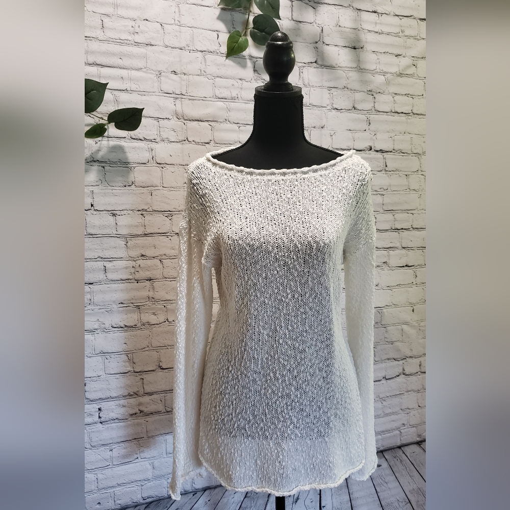 'Talbot's Long Sleeve Oversized Boat Neck Popcorn Knit Sweater. Size S.